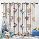 Ruelvth Kids Bedroom Curtains, Hot Air Balloon Children Blackout Curtains Simple World Map Window Curtains with Grommets for Nursery Boys Girls Bedroom, 42x63 Inch, 2 Panels