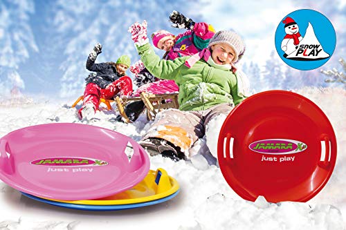 JAMARA 460371 460371-Snow Play Rutschteller 60cm-Haltegriffe an beiden Seiten, langlebiger, robuster Kunststoffkörper, Leichtgewicht mit nur 555 g, pink