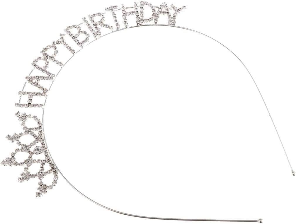 Happy Birthday Tiara Crystal Rhinestone Crown Headwear Hair Jewelry GiftCollectibles