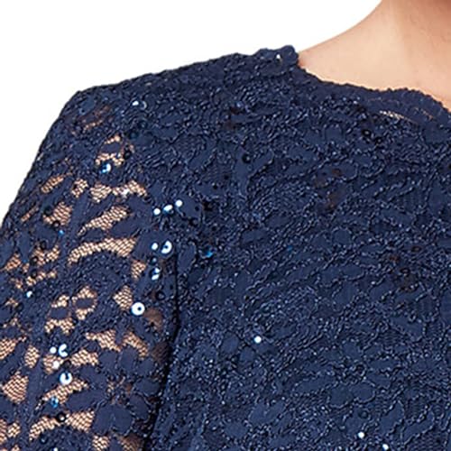 Image of Alex Evenings Women's 3 /4 Sleeve Stretch Lace Bodice Mock One Piece Gown