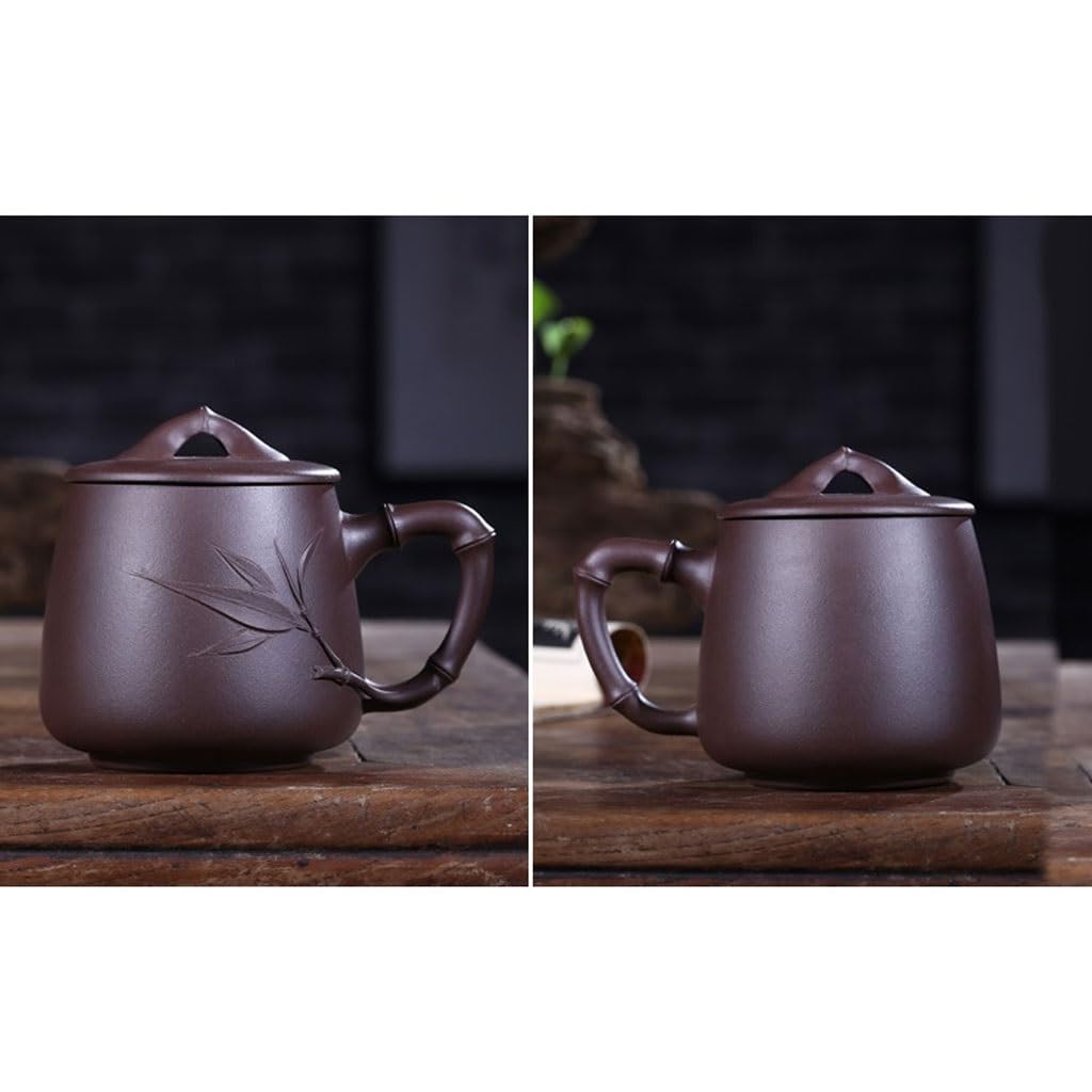 Matcha kubki retro kreatywny fioletowy gliniany kubek ręcznie robiony duża pojemność z pokrywką filiżanka do herbaty biuro męska filiżanka do herbaty 450 ml zestaw do herbaty zaparzacz kubek