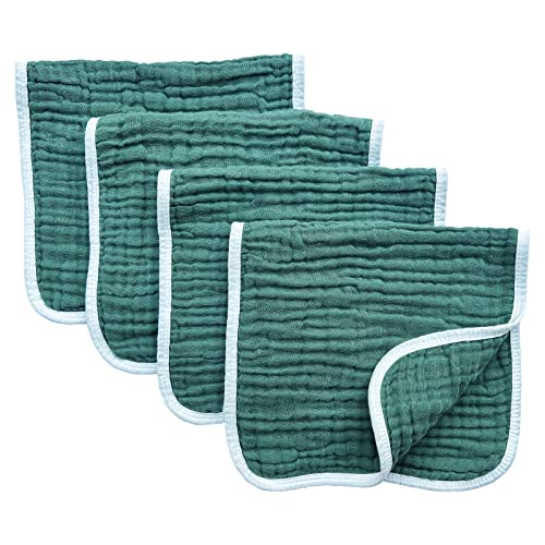 Image of Muslin Burp Cloths Large 20 by 10 Inches 100% Cotton 6 Layers Extra Absorbent and Soft (Green)