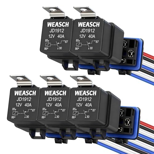 Weasch 5-Pack Waterproof Relay Kit 12V 40A