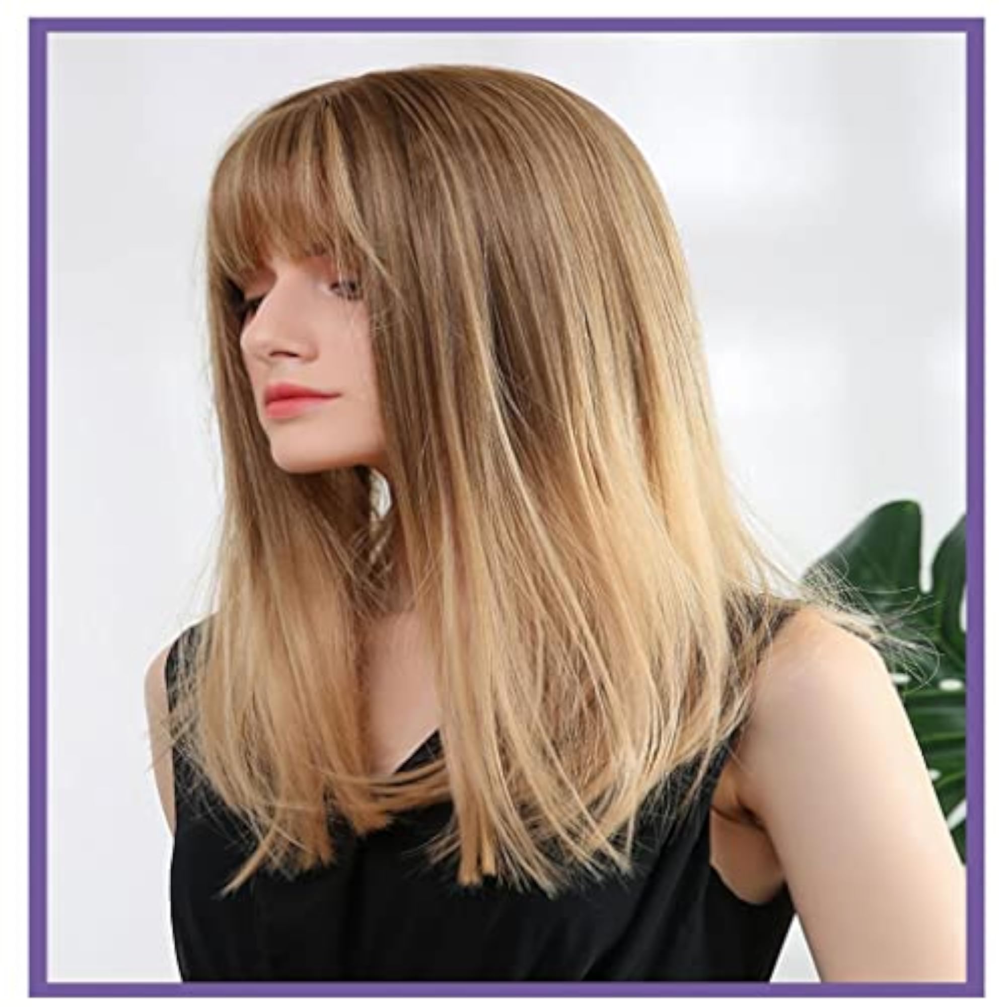 20'' Medium Length Straight Bob Wigs Synthetic Heat Resistant