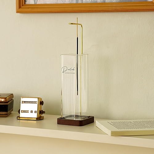 Miniatura 7 de Soporte para incienso, diseño multiusos, quemador de incienso de vidrio, colector de cenizas con soporte de palo de incienso de latón para