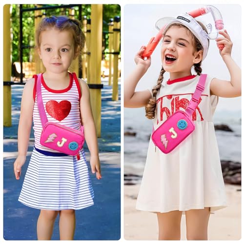 Image of PainZieteg Fanny Pack for Girls Chenille Letter Belt Bag Crossbody for Kids | Preppy Nylon, Waterproof, Gold-Plated Zipper, Adjustable Strap, Birthday Christmas Easter Gifts for 4-13 Year Old Teen Girls