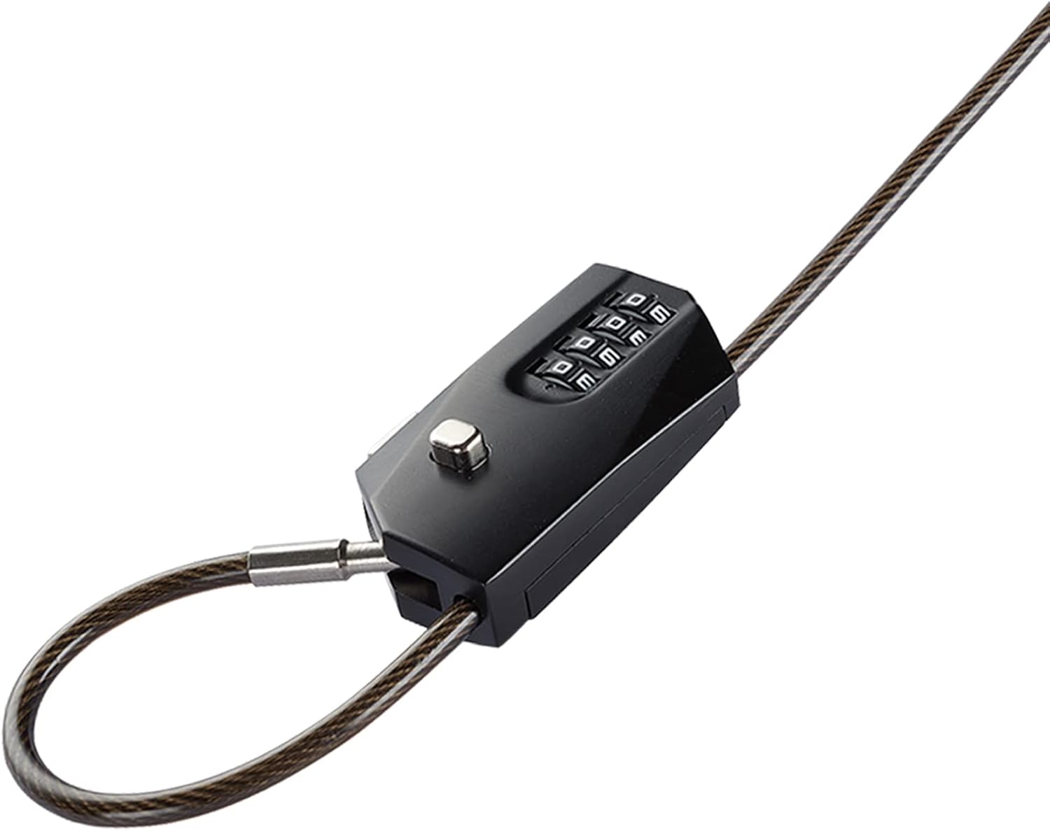 2 Pack Adjustable Combination Lock, Flexible Retractable Steel Locking Cable Trail Camera, 6.6ft Long Cable Lock for Luggage Suitcase Helmet Black