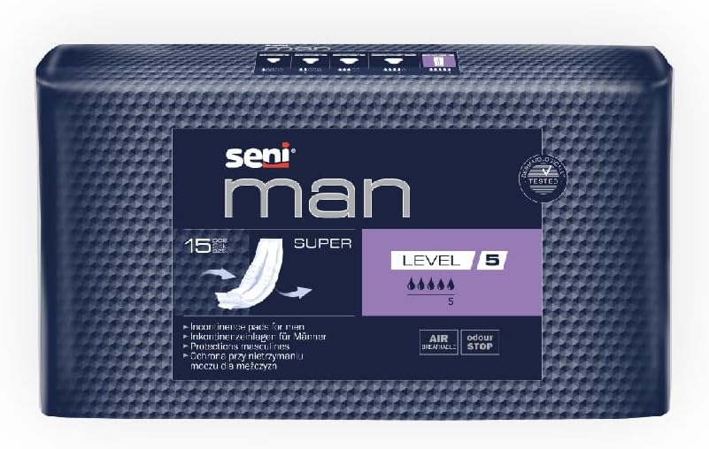 Seni Man Bladder Control Guards Fit Pads - 10 Pieces | High Absorbency, Breathable, Leak-Proof Incontinence Protection & Comfort