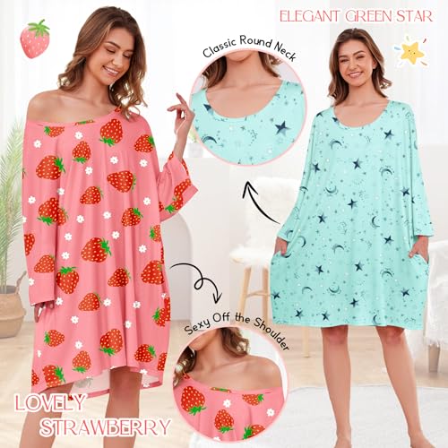 Zando Moo Moos for Women Nightgowns for Women Plus Size Mumus With Pockets Nightgowns & Sleepshirts Pajamas Fit S-5XL4