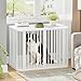 Hzuaneri Hundekäfig Möbel, Indoor Hundebox mit Kissen, Modernes Dreitür-Design, Hochbelastbar Hundekäfige, Beistelltisch aus Holz, Geeignet für Große Hunde, 108 x 66 x 77,5 cm, Weiß DFC86713W