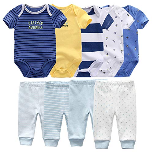 Image of Kiddiezoom Baby Layette Set Baby Boys' 9-Piece Bodysuits Pants Set Toddler Girl Boy Unisex Baby Gift Sets