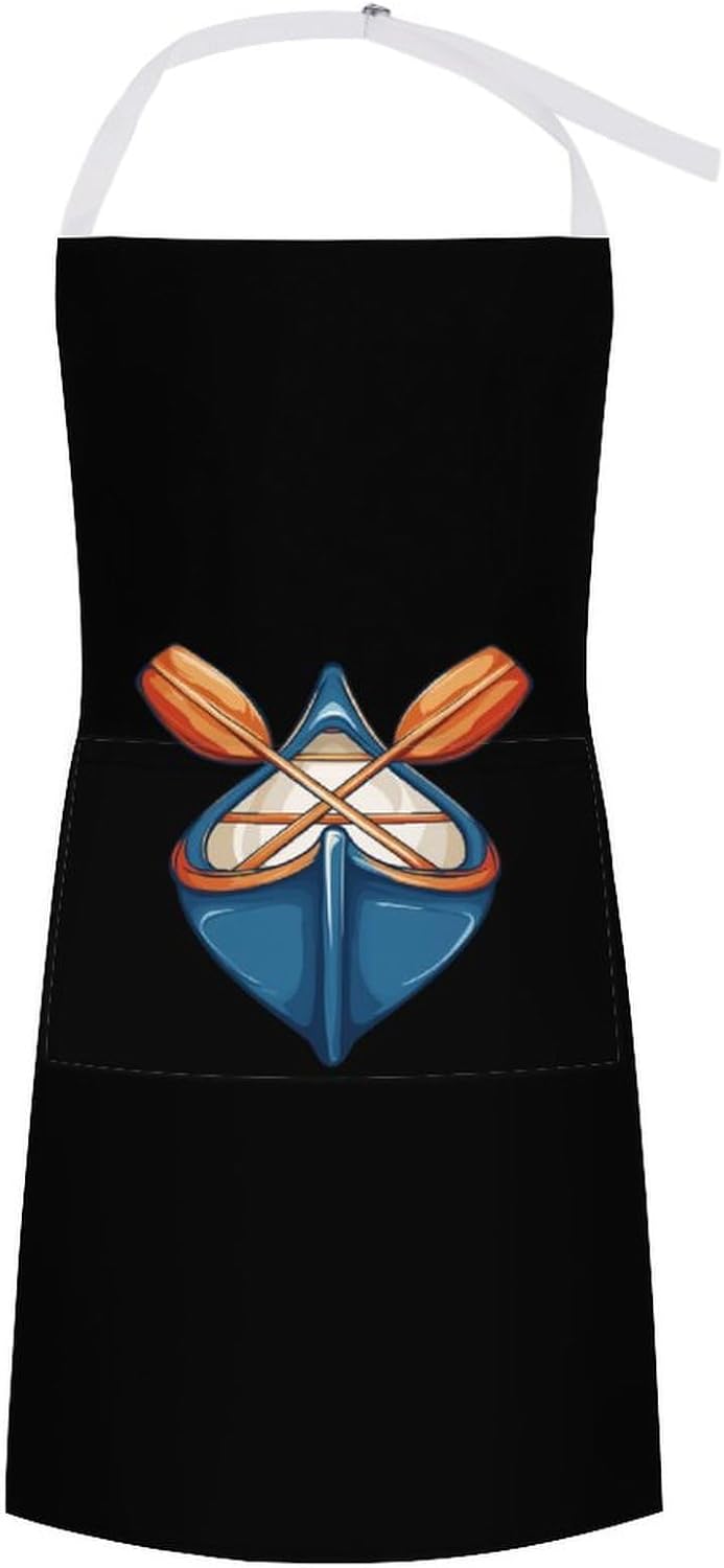 Paddling Canoe Rower Canoer Rowing Paddler Kitchen Apron Adjustable Server Apron Cooking Bibs with Pockets