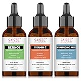 SAISZE Anti-Aging Facial Serum Set - Vitamin C Serum, Hyaluronic Acid Serum, Retinol Serum - Brighte