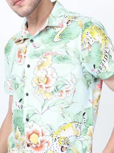 Image of Highlander Men's Regular Fit Shirts | Printed | Half Sleeves | Spread Collar | Casual Shirts | Stylish Shirt