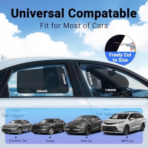 Image of Static Cling Car Window Shades 4 PCS, Roll Windows Down, for Most Cars | Car Window Covers for Front & Rear Side Window | No Glue No Residue | 99% UV Block | Sun Blocker for Driver, Baby, Kids