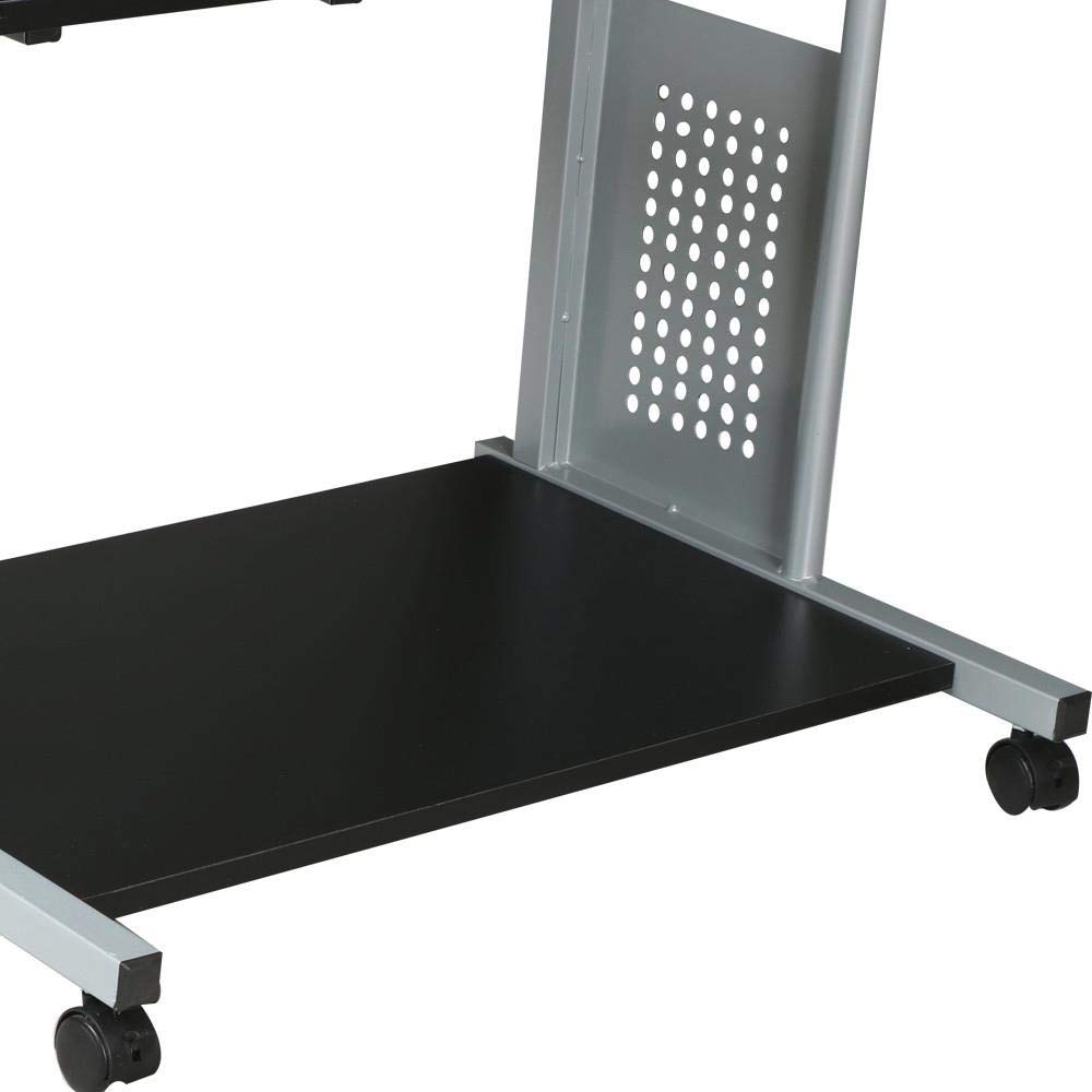 Yaheetech Scrivania per PC da Ufficio Tavolo Porta Computer con Stampante Ruote Tavolo Salvaspazio Mobile con Ripiani Tastiera Scorrevole Scrittoio da Studio Nera 80 x 50 x 132 cm