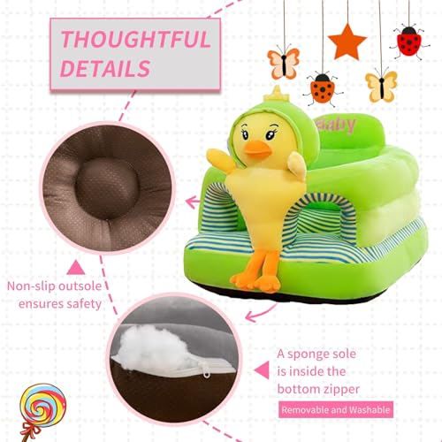 Image of Baby Support Seat, Cute Baby Sofa Chair for Sitting Up, Comfy Plush Infant Seats (Chickens,W17.5 x H17.5) | Plush Baby Floor Seat for 3-24 Months, Infant Sit Me Up Support Chair with PP Cotton Filling, Comfy Plush Infant Seats