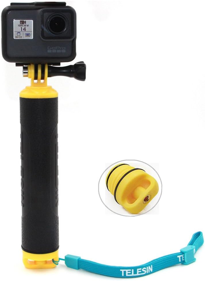 Vicdozia Waterproof Floating Hand Grip Tripod Mount Handle Pole Diving Stick Handheld Monopod Compatible with GoPro Hero7/6/5/4/3+/3/2/1/GoPro Session AKASO SJCAM Xiaomi Yi and More Sports Cameras