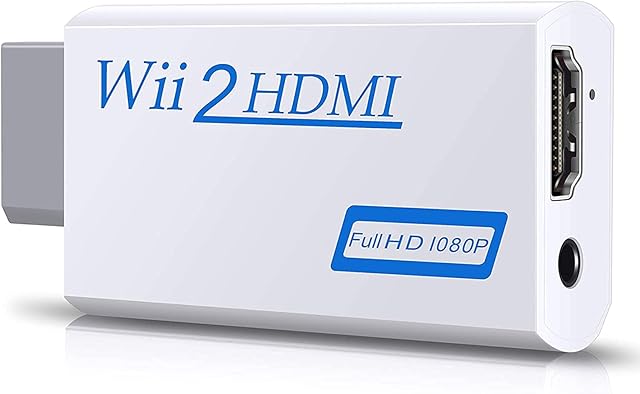 Wii to HDMI Converter, Wii to HDMI Adapter, Wii Game Console to HDMI Connector 720P 1080P 60hz Video & 3.5mm Audio Output - Supports All Wii Display Modes - White