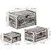 MyGift 6, 7, and 8 Inch Small Decorative Wooden Stackable Storage Boxes, Torched Wood Treasure Chests with Double Hinged Top Lid and Metal Latch Closure, 3 Piece Set