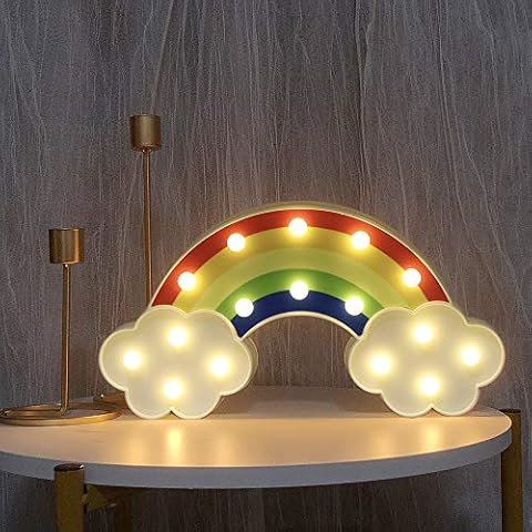 BuyWin Colorful Rainbow Night Light LED Battery Powered Marquee Light Sign Plastic Table Wall Light Decor Rainbow Decoration for Home Children Bedrrom Nursery(Rainbow) Cover
