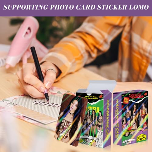 Image of Fancyku K-Pop Star Cards Sticker Set, 64PCS Holographic Photo Cards + 60PCS Stickers, Idol Laser Photocard Collection, Cute Aesthetic Scrapbook & Phone Decor for Fans, 9x6cm