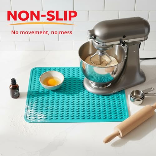Silicone Drying Mat 16 × 12 – Teal Green Non-Slip Sink Mat for Kitchen Counter, Heat-Resistant Food-Grade Dish Pad, Easy-Clean Multipurpose Drawer Liner (Teal Green, 16" x 12") by GARIGU - Image 4