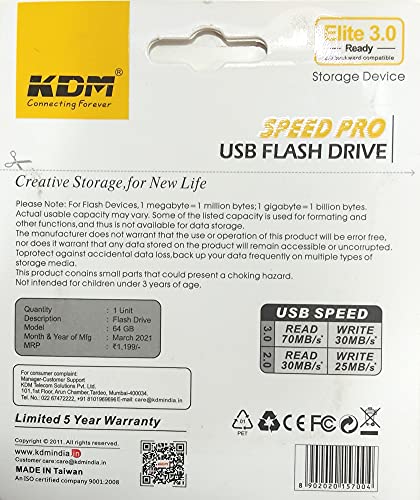 Image of KDM 64 GB USB Pen Drive with Metal Body