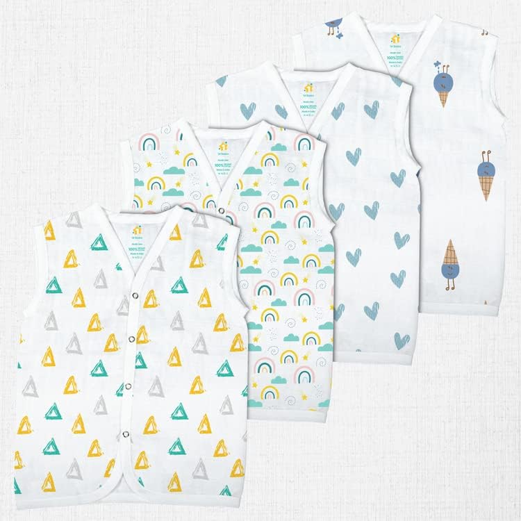 1ST STEP Muslin Jhabla (New Born, White)