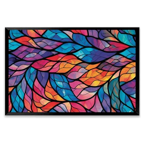 colorful stained glass windows vibrant color palette Black Framed Canvas