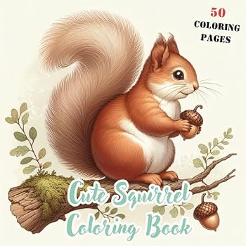 Paperback Cute Squirrel Coloring Book | 50 Cute Coloring Pages for Adults Book