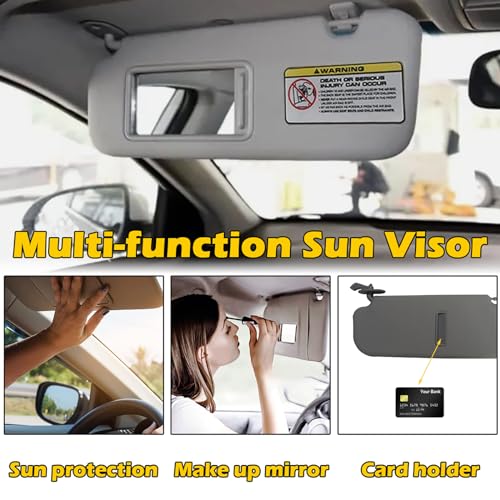 Gray Driver Left Side Sun Visor Replacement Compatible with 2011 2012 2013 2014 2015 Hyundai Elantra Replace 852103X000TX - Thumbnail 4