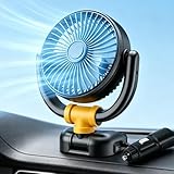 KUWUNG Ventilador Coche 12V, Ventilador Coche única/Doble Cabeza 360° Rotación Ventiladores Encendedor De Cigarrillos, Aire Acondicionado Coche para SUV RV ATV Barco Carro (única)