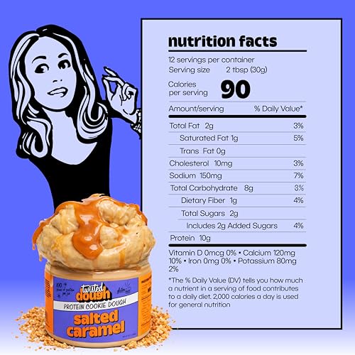 Image of Twisted Dough Protein Cookie Dough, Salted Caramel Flavor, 2 Pack, 100g Protein, Healthy Snacks, Gluten Free Edible Cookie Snack, High Protein Low Carb & Low Sugar Dessert for Kids & Adults, Keto Friendly