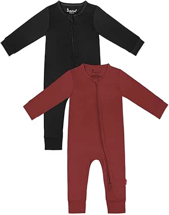 Jimonda Bamboo Pajamas,Unisex Baby One-Piece Footless,2-Way Zip closure