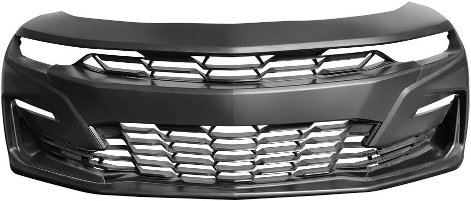 FREEMOTOR802 Front Bumper, Replacement For 2019-2024 Chevrolet Camaro with Signature Headlights (Not ZL1), SS Style Unpainted Black PP Front Bumper Cover Full Conversion Kit