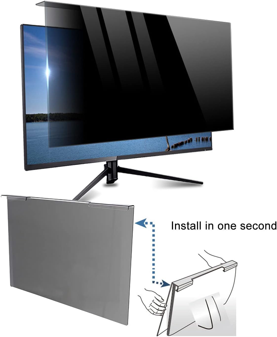 Filtro de pantalla de privacidad para computadora, película protectora de reducción de luz azul para pantallas de 17 a 32 pulgadas, soporte colgante para mayor seguridad