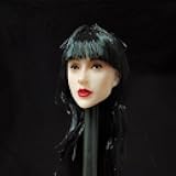 1/6 Scale Female Head Sculpt Long Hairstyle Head Carved Accessories for 12inch Action Figure Body Doll, 1/6 Scale Mature Gentle Makeup Female Head Sculpt Accessory (black straight hair with bangs)