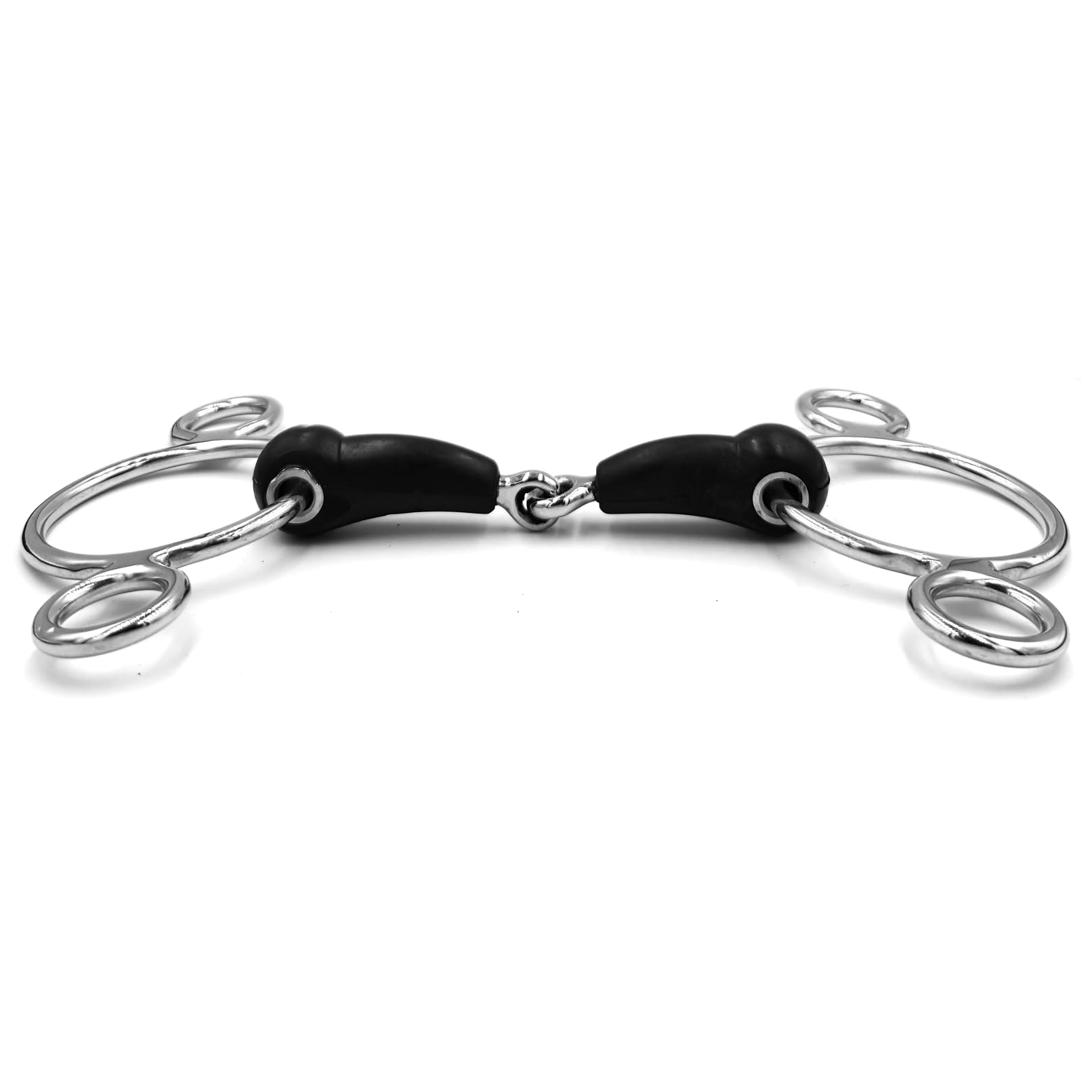 ES0239 Gebiss 3-Ringtrense 3-Ring Gummigebiss Einfach Gebrochen mit Gummi aus Edelstahl Gebissstärke 20 mm (12.5 cm)
