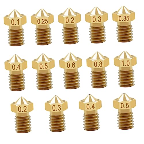 JECOMPRIS 14pcs Brass 3d Printer Nozzles with Easy Installation for 1.75mm/3mm Filament Reduce Corner Resistance for Ext