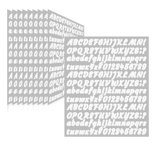 Image of 2010 Pieces 10 Sheets Letter Stickers,Self Adhesive Waterproof Vinyl Mailbox Numbers Stickers,Alphabet Decals for DIY,Window,Door,Sign,Bike,Car,Laptop,Scrapbook (White, 1 /2 Inch)