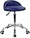 Stołek na kołach Punik Skórzany okrągły stołek do walcowania z tylną wysokość odpoczynku Regulowany obrotowe opracowywanie pracy SPA Krzesło zadań medycznych z kołami (Color : Blue)