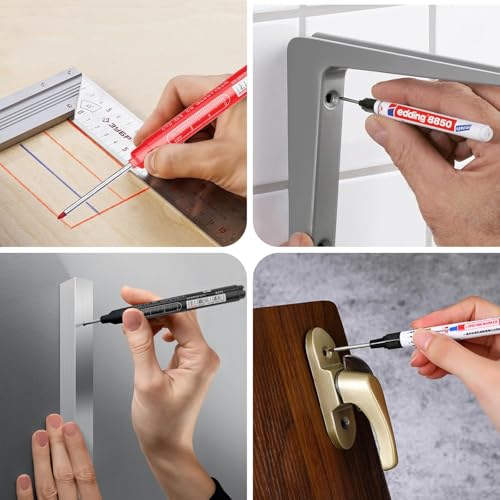 TXXATX Tieflochmarker 10 Stk Bohrlochmarker Metall 45 mm 32 mm 20 mm Lochmarker Extralange Spitze Bohrlochmarkierungen Markierungsstift für Holz Kunststoff Karton Wand Baustelle(Schwarz Blau Rot Weiß)