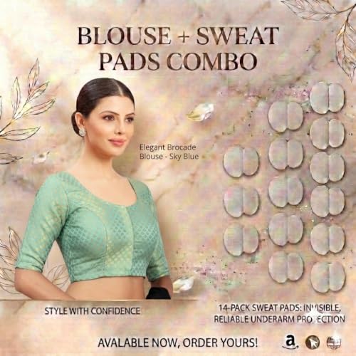 Image of Studio Shringaar Women's Zari Brocade Stitched Elbow Length Sleeves Saree Blouse