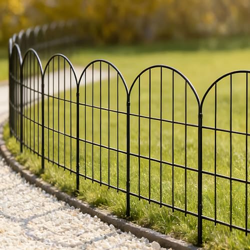 Thealyn Dekoratives Gartenzaun Metallzaun ohne Graben für Außenbereich, Grenzzaun, Hundezäune für Blumenbeete (60cm H x 33cm W (10 Paneles, Gesamtlänge 3,3m))