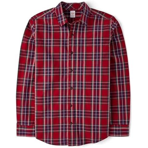 Gymboree,Daddy and Me Matching Long Sleeve Button Up Shirt,Merry Plaid,Large (Adult) Cover