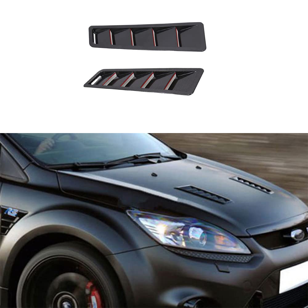 Riloer Car Air Flow Intake Cover Self-Adhesive Hoods Vents Bonnet Cover, Compatible with Most Vehicles, Black, 2 PCS