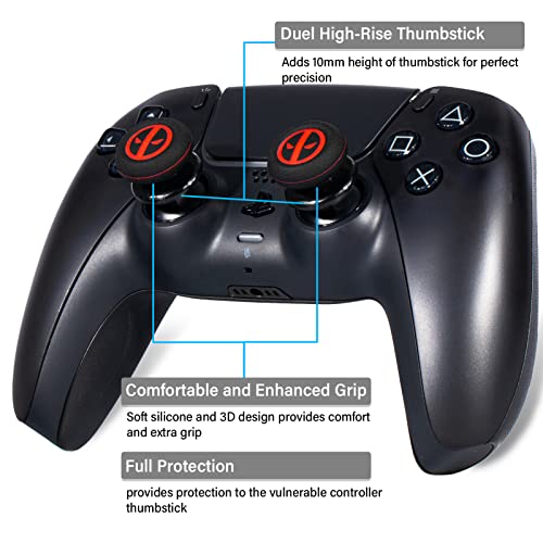 Playrealm FPS Thumbstick Extender & Printing Rubber Silicone Grip Cover 2 Sets for PS5 & PS4 Controller (Immortal) - Thumbnail 2