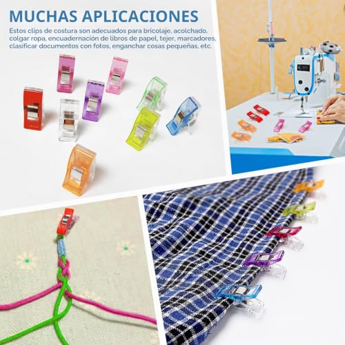 Miniatura 6 de Voogenzek 70 Piezas Clips De Costura De Plástico, Clips Plástico, Sewing Clips, Pinzas De Costura, Accesorio De Costura Para Acolchado, Ganchillo, Elaboración Y Tejido De Punto, 9 Colores