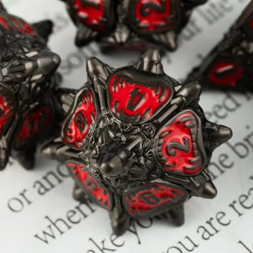Surpass DND dice Metal dice Set for Dungeons & Dragons Black dice Set Metal Big Mouth Monster dice (Black-red) by Surpass - Used condition - Image 4